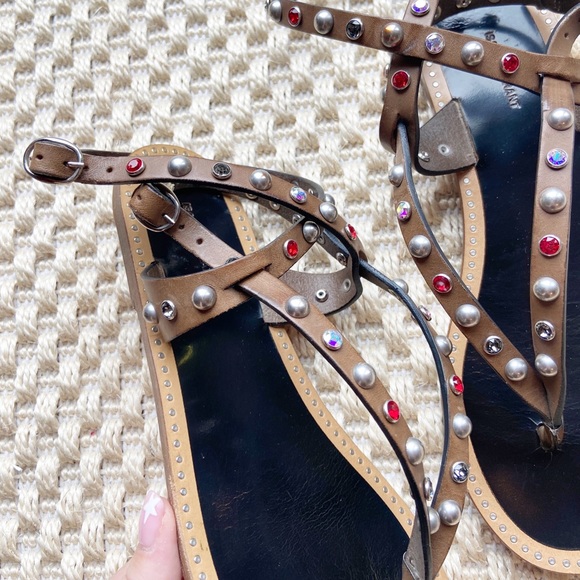 Isabel Marant Audrio Stud Multi-Strap Sandal Tan - Picture 9 of 10